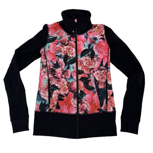 Lululemon Asana Secret Garden Full Zip Jacket Rose Floral Flowers Size 8 W4C78S - Picture 1 of 6